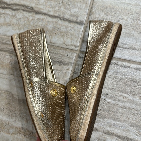 Michael Michael Kors Kendrick Espadrilles Slip On Gold Glitter Flats SZ 8 - Picture 5 of 16